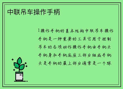 中联吊车操作手柄